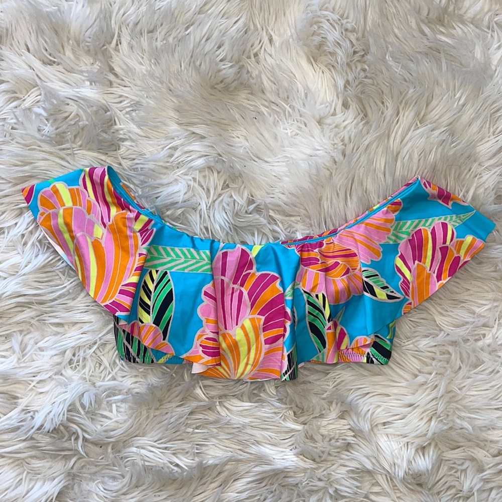 TRINA TURK off the shoulder bandeau ruffle bathing suit top